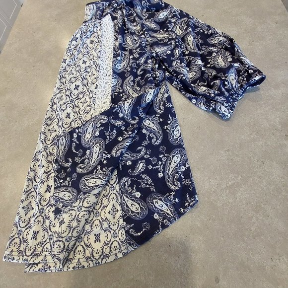 SIREN LILY Women's Long Sleeve Blouse w/Lace Inserts - Blue/White Paisley -Sz 3X - Picture 5 of 8